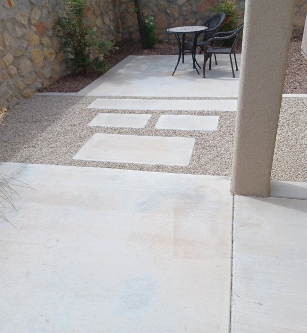 Finished concrete patio with clean modern lines
