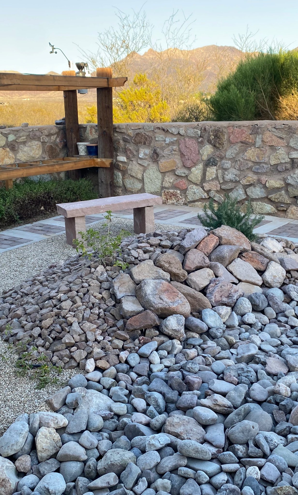 Brainard's Greenscapes stone border and slope erosion control in Las Cruces